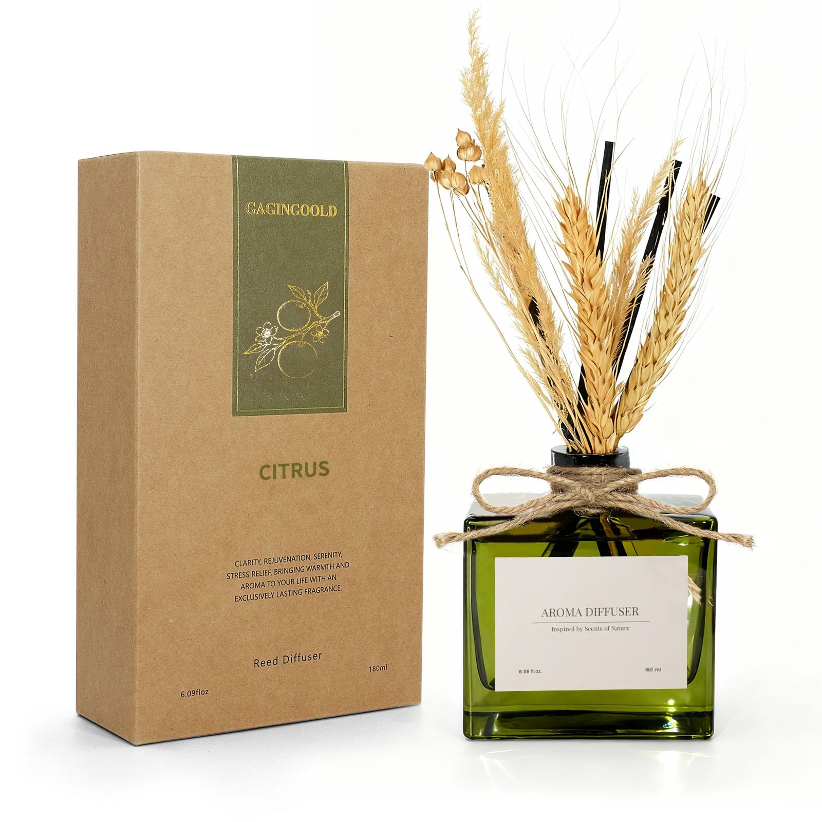 Reed Diffuser, 4 oz Earthy Sandalwood Scent Diffuser with 7 Sticks, Long Lasting Reed diffusers for Home, Elegant Fragrance for Bathroom Bedroom Office Decor, Air Fresh