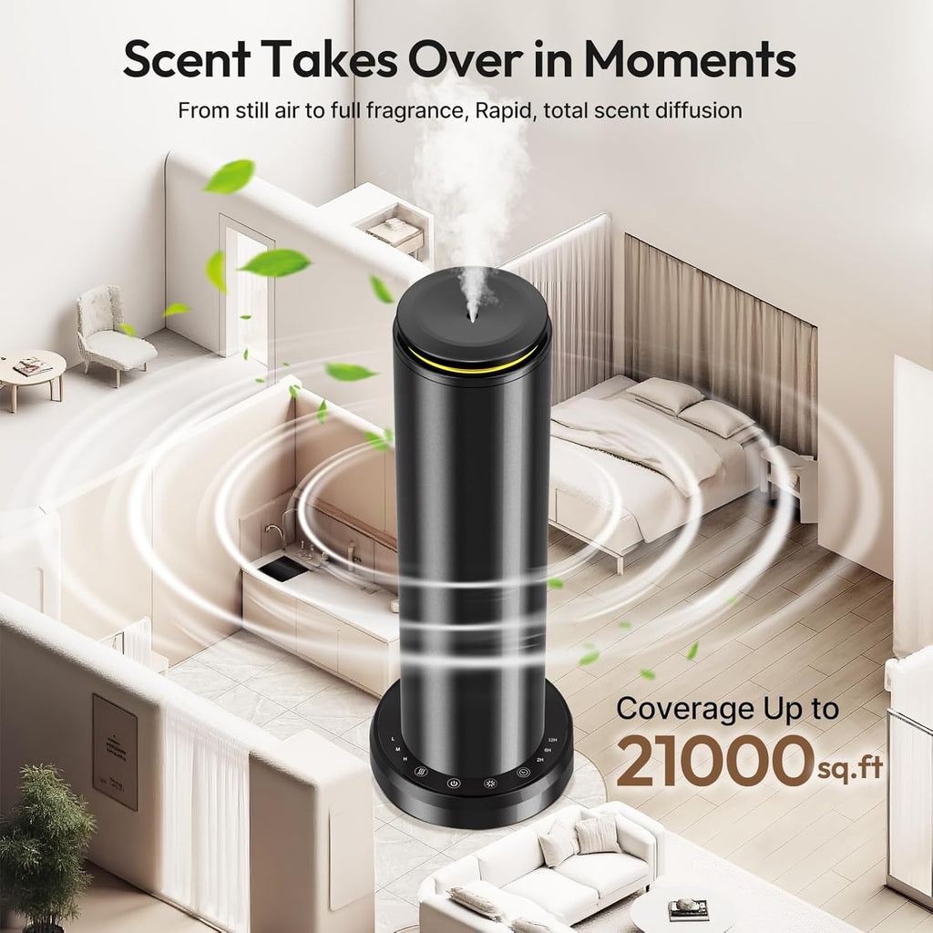 Waterless Scent Diffuser Starter Kit - 21000 ft³ Coverage,Hotel Collection Diffuser with Remote/LED Light,Suitable for Home, Office, Hotel