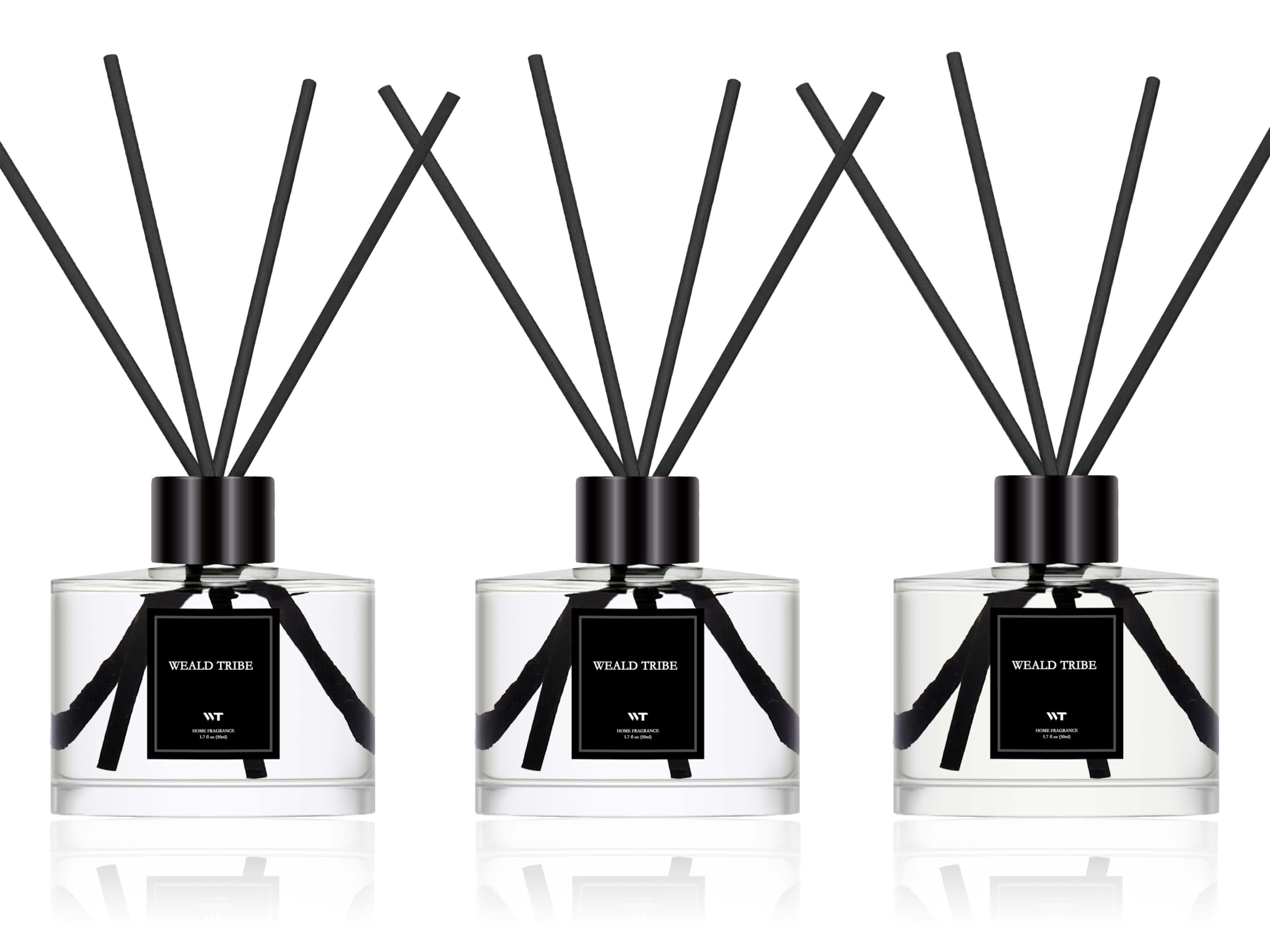 Reed Diffuser Set of 3 for Bathroom Air Fresheners, Oil Diffuser Sticks | Fresh Linen, Ocean, Eucalyptus & Mint Scent(1.7 fl oz Each Pack) Fragrance with 12 Sticks Defusers | Shelf Decor