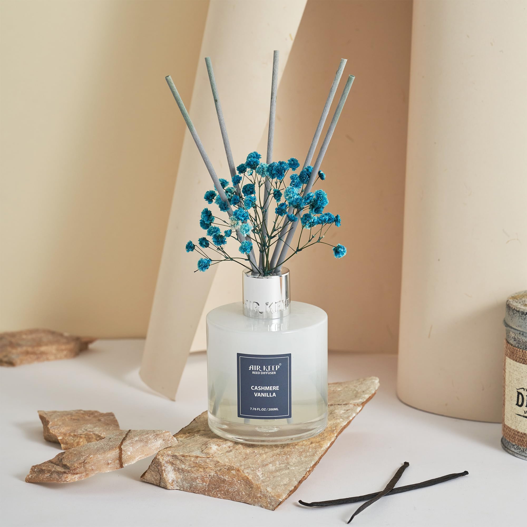 Airkeep Reed Diffuser Set,3.38 fl oz (100 ml) - Clean Linen Oil Diffusers with 8 Reed Sticks,Home Fragrance Reed Diffuser for Bathroom Shelf Decor