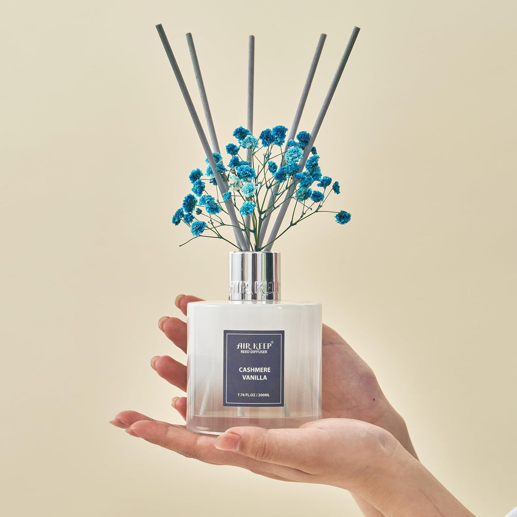 Airkeep Reed Diffuser Set,3.38 fl oz (100 ml) - Clean Linen Oil Diffusers with 8 Reed Sticks,Home Fragrance Reed Diffuser for Bathroom Shelf Decor