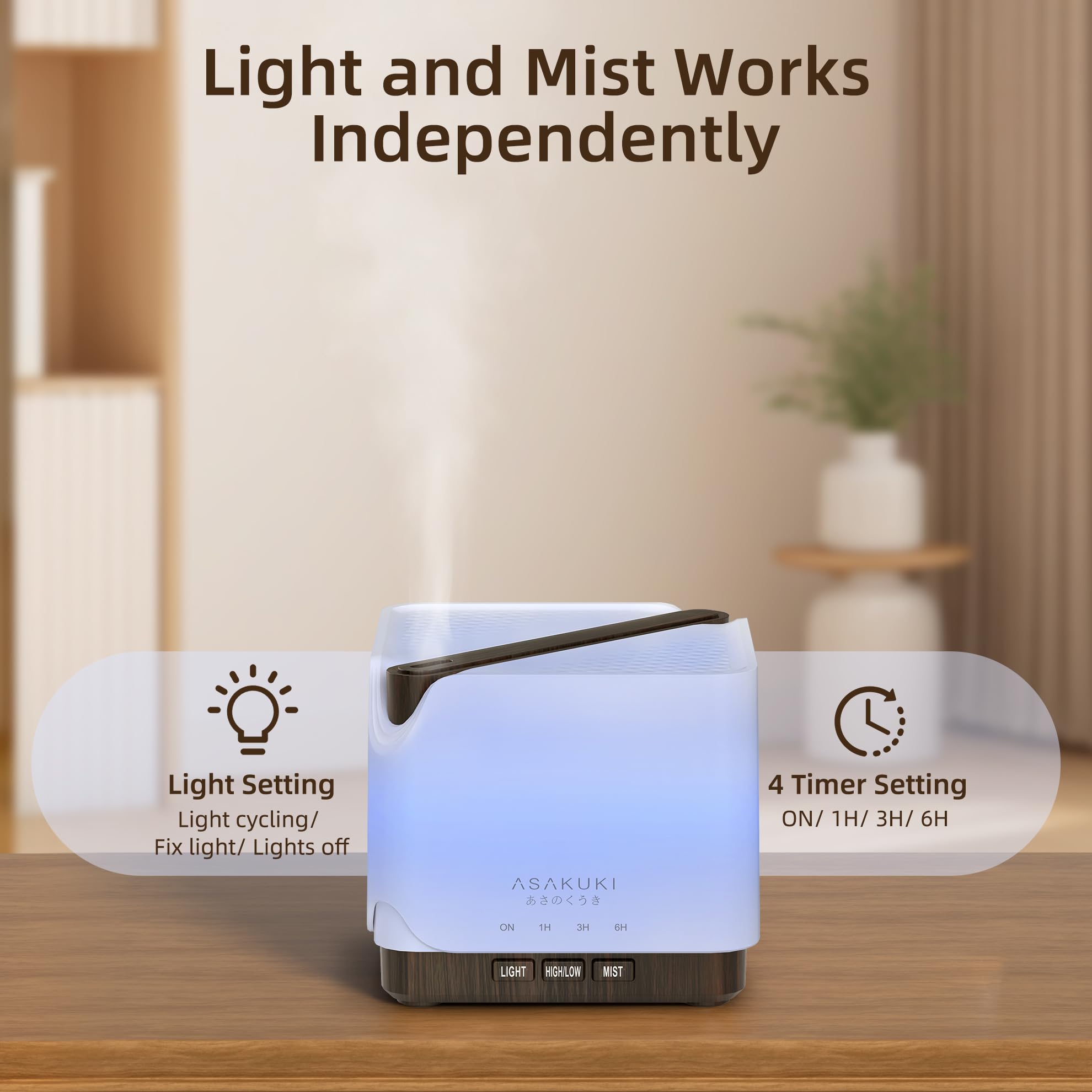 ASAKUKI 700 ml Premium Essential Oil Diffuser, 5 in 1 Ultrasonic Aromatherapy Fragrant Oil Vaporizer Humidifier, Timer and Auto-Off Safety Switch, 7 LED Light Colors, Valentine's Day Gift