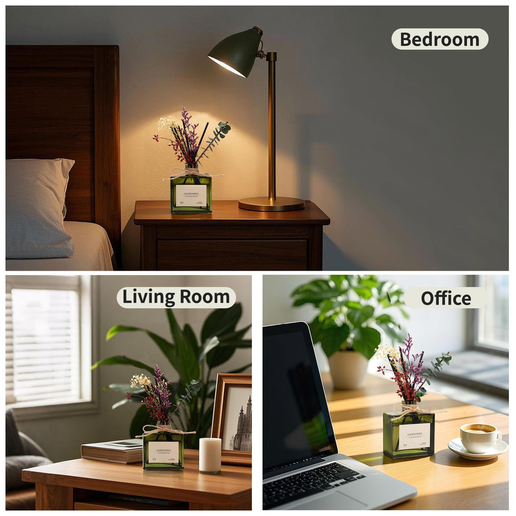 Reed Diffuser, 4 oz Earthy Sandalwood Scent Diffuser with 7 Sticks, Long Lasting Reed diffusers for Home, Elegant Fragrance for Bathroom Bedroom Office Decor, Air Fresh