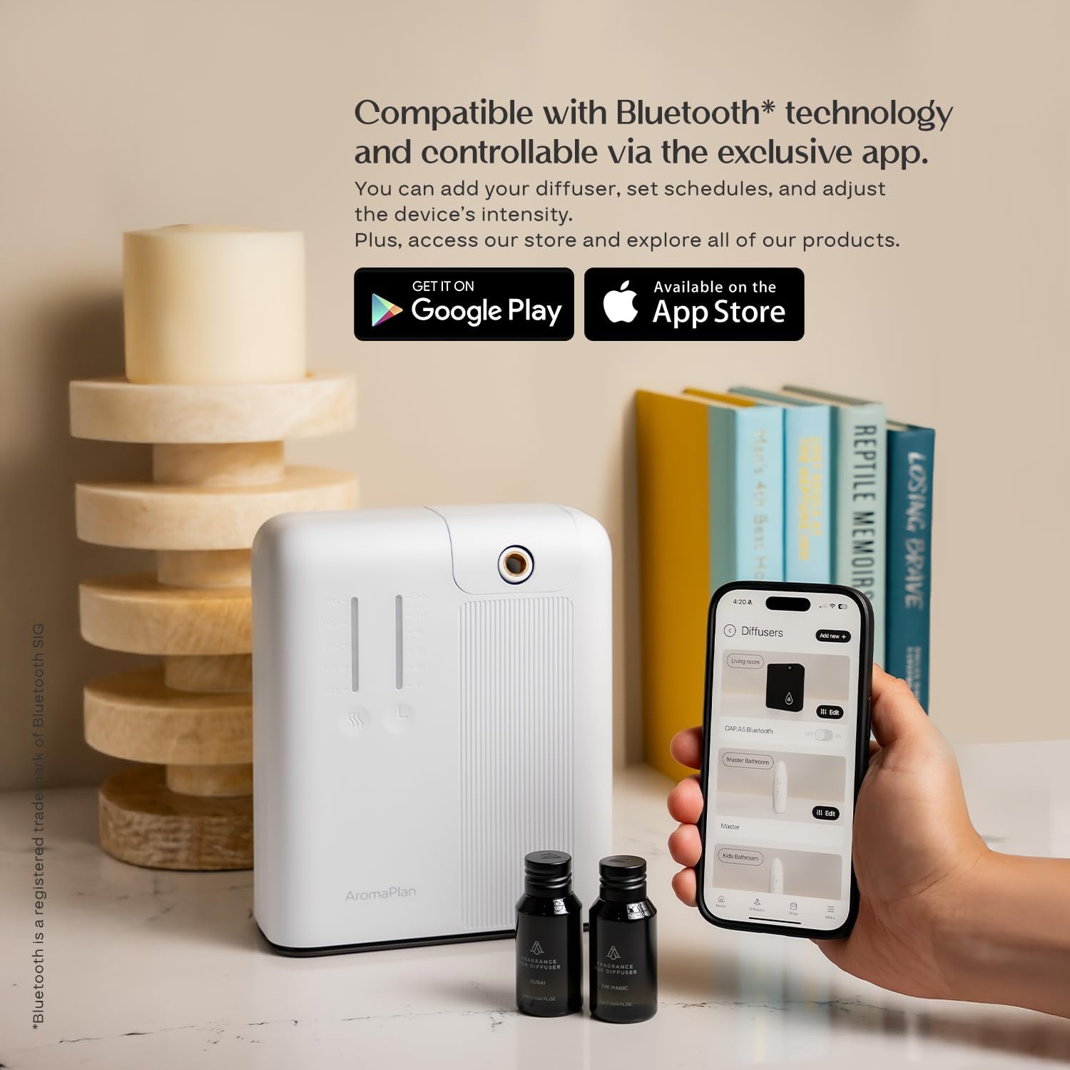 AromaPlan 5 Star Collection Cold Air Scent Diffuser, Whole House (2 Scents Included)- Waterless Smart Aroma, Scent &Time Adjust., App Control, HVAC | Home, Commercial, Hotel | Large Room, 2,000 sq.ft