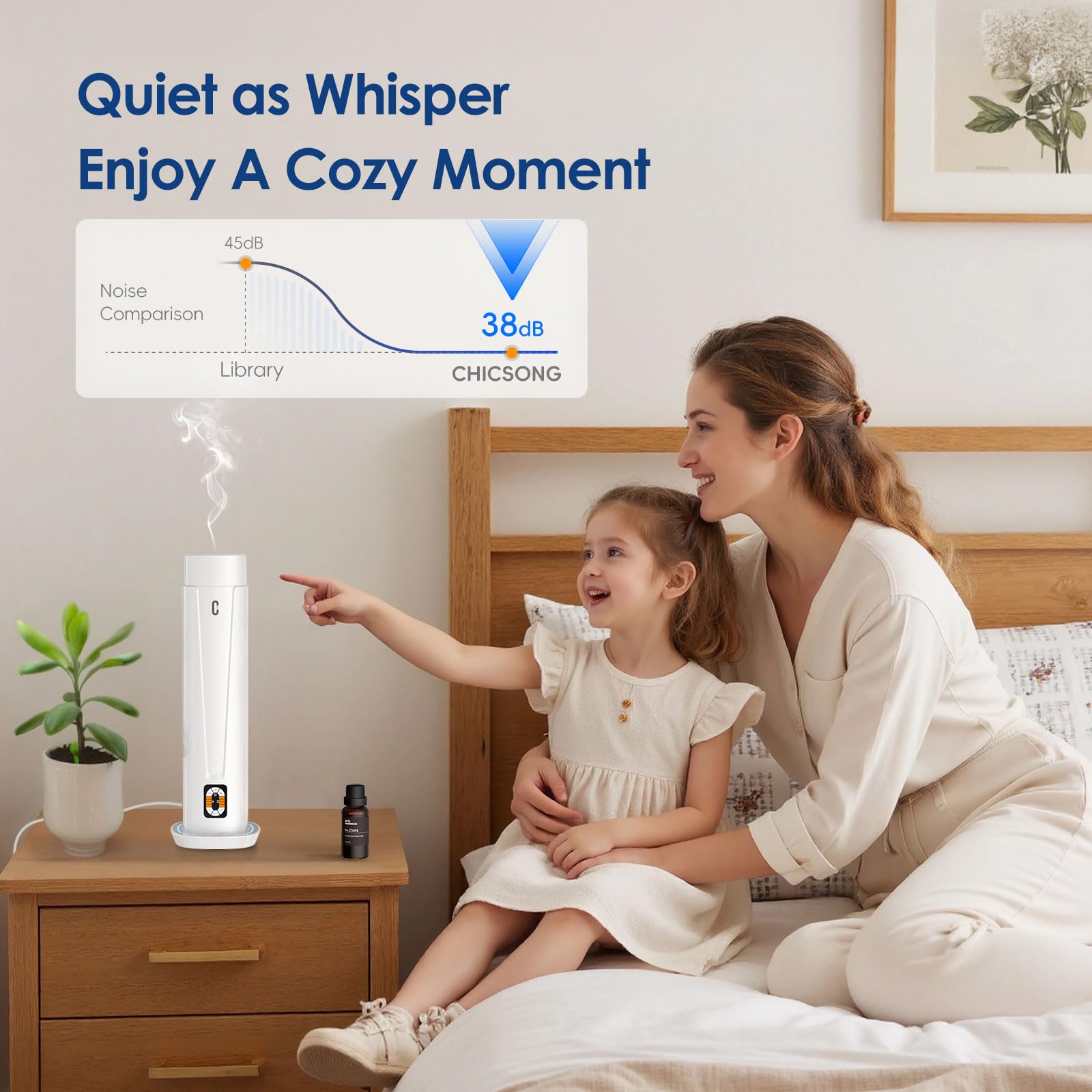 Waterless Scent Diffuser – 1200 Sq Ft Coverage, Essential Oil Diffuser with Remote Control, Quiet Aromatherapy Diffuser with LED Light & Timer, Scent Air Machine for Home, Office, Hotel