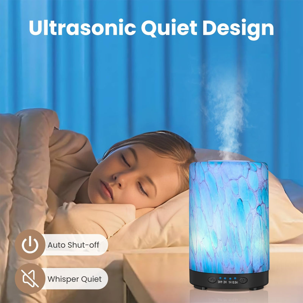 Essential Oil Diffuser 120ML Metal Aromatherapy Diffuser with Timer, Cool Mist Humidifier with Auto Shut-Off & 7 Color Lights for Home Office Spa (Tree)