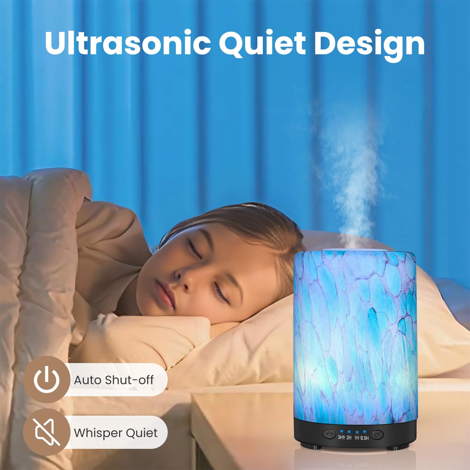 Essential Oil Diffuser 120ML Metal Aromatherapy Diffuser with Timer, Cool Mist Humidifier with Auto Shut-Off & 7 Color Lights for Home Office Spa (Tree)