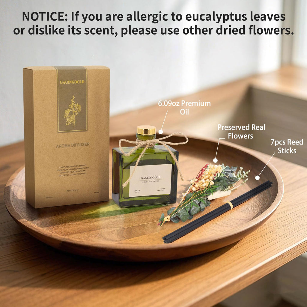 Reed Diffuser, 4 oz Earthy Sandalwood Scent Diffuser with 7 Sticks, Long Lasting Reed diffusers for Home, Elegant Fragrance for Bathroom Bedroom Office Decor, Air Fresh