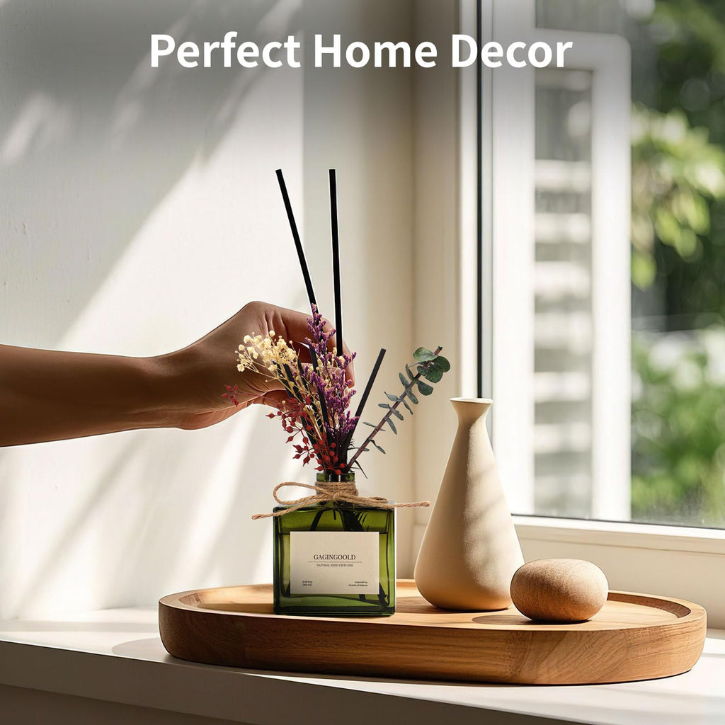 Reed Diffuser, 4 oz Earthy Sandalwood Scent Diffuser with 7 Sticks, Long Lasting Reed diffusers for Home, Elegant Fragrance for Bathroom Bedroom Office Decor, Air Fresh