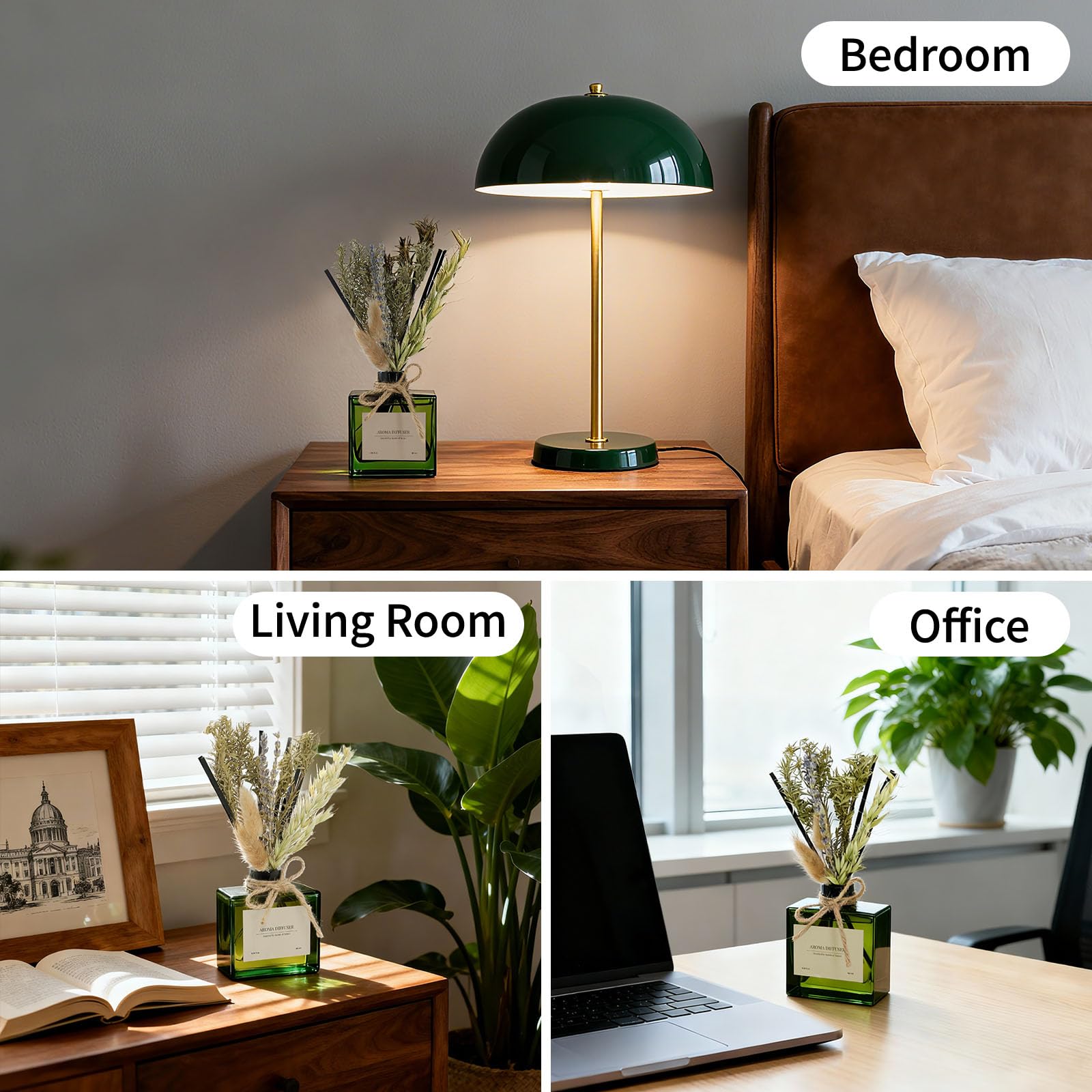 Reed Diffuser, 4 oz Earthy Sandalwood Scent Diffuser with 7 Sticks, Long Lasting Reed diffusers for Home, Elegant Fragrance for Bathroom Bedroom Office Decor, Air Fresh