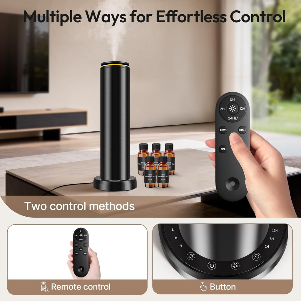 Waterless Scent Diffuser Starter Kit - 21000 ft³ Coverage,Hotel Collection Diffuser with Remote/LED Light,Suitable for Home, Office, Hotel