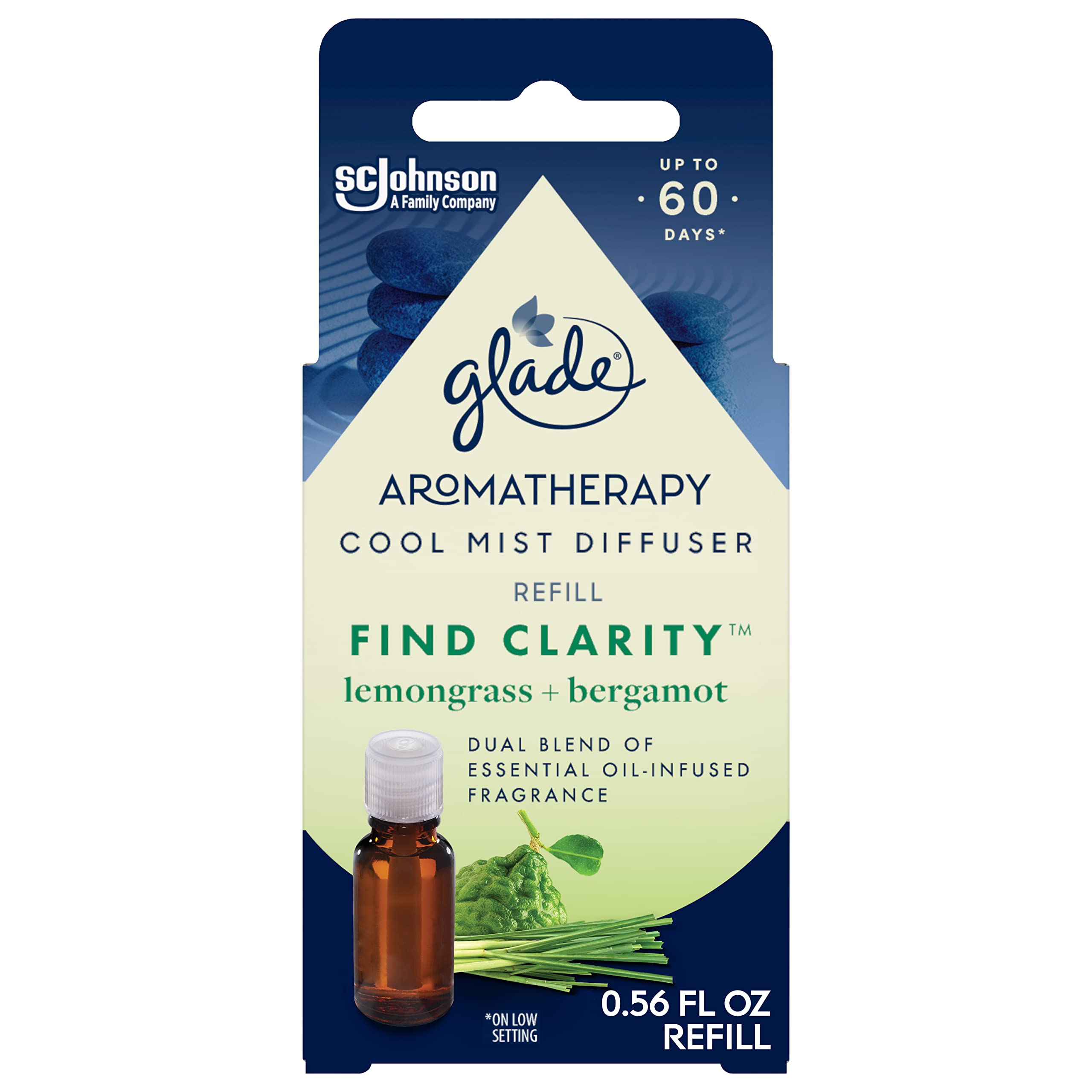 Glade Aromatherapy Diffuser & Essential Oil, Air Freshener for Home, Choose Calm Scent with Notes of Lavender & Sandalwood, 0.56 Fl Oz