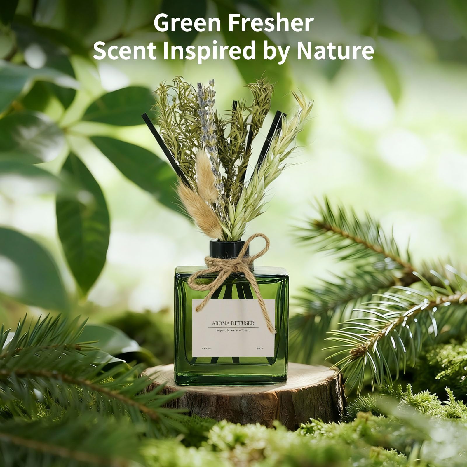 Reed Diffuser, 4 oz Earthy Sandalwood Scent Diffuser with 7 Sticks, Long Lasting Reed diffusers for Home, Elegant Fragrance for Bathroom Bedroom Office Decor, Air Fresh