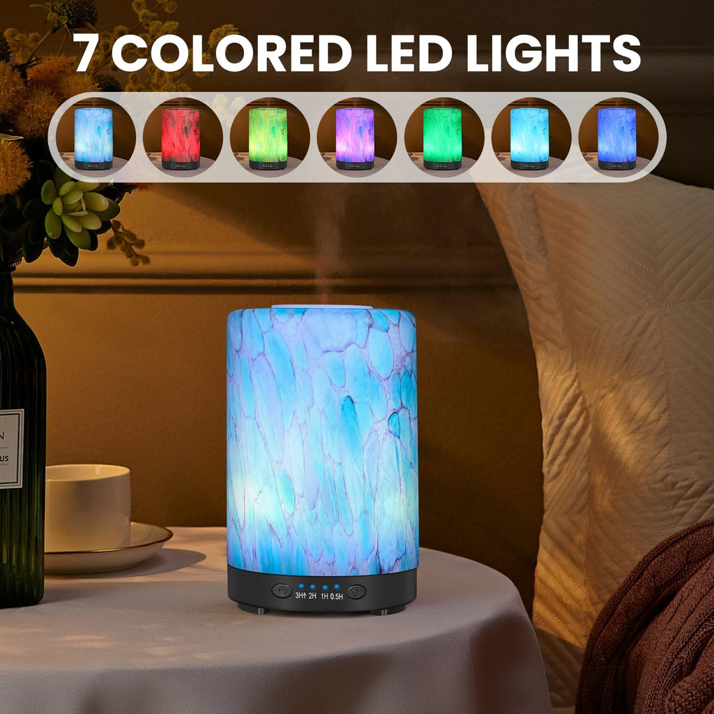 Essential Oil Diffuser 120ML Metal Aromatherapy Diffuser with Timer, Cool Mist Humidifier with Auto Shut-Off & 7 Color Lights for Home Office Spa (Tree)