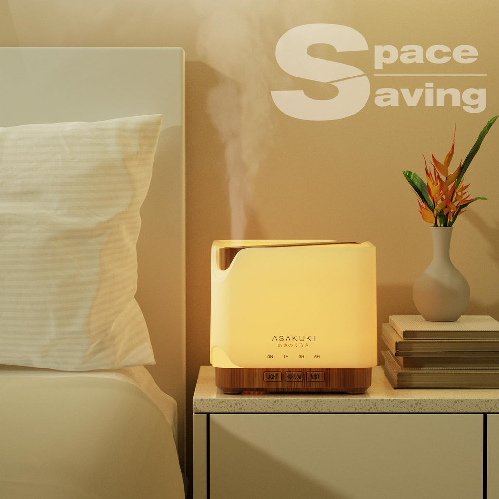 ASAKUKI 700 ml Premium Essential Oil Diffuser, 5 in 1 Ultrasonic Aromatherapy Fragrant Oil Vaporizer Humidifier, Timer and Auto-Off Safety Switch, 7 LED Light Colors, Valentine's Day Gift