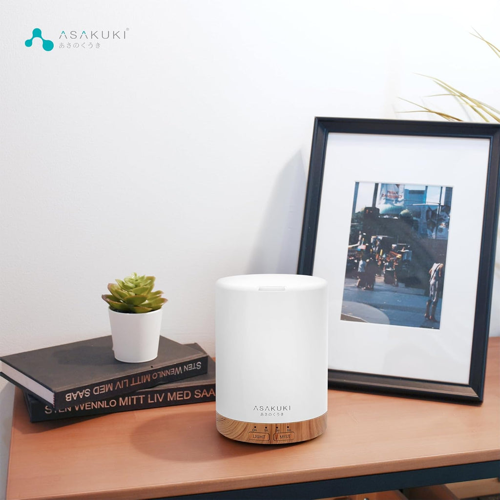 ASAKUKI 300ML Essential Oil Diffuser, Quiet 5-in-1 Premium Humidifier, Valentine's Day Gift, Home Fragrance Aroma Diffuser with 7 LED Color Changing Light and Auto-Off Switch -Light Brown