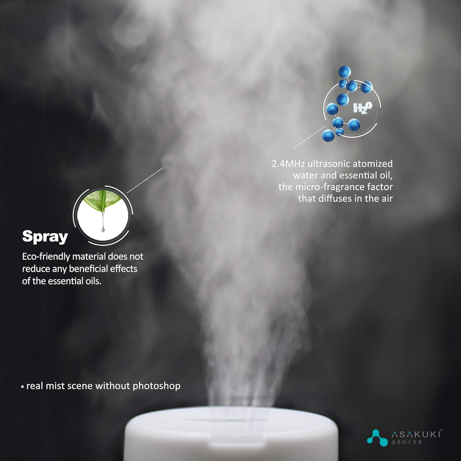 ASAKUKI 300ML Essential Oil Diffuser, Quiet 5-in-1 Premium Humidifier, Valentine's Day Gift, Home Fragrance Aroma Diffuser with 7 LED Color Changing Light and Auto-Off Switch -Light Brown