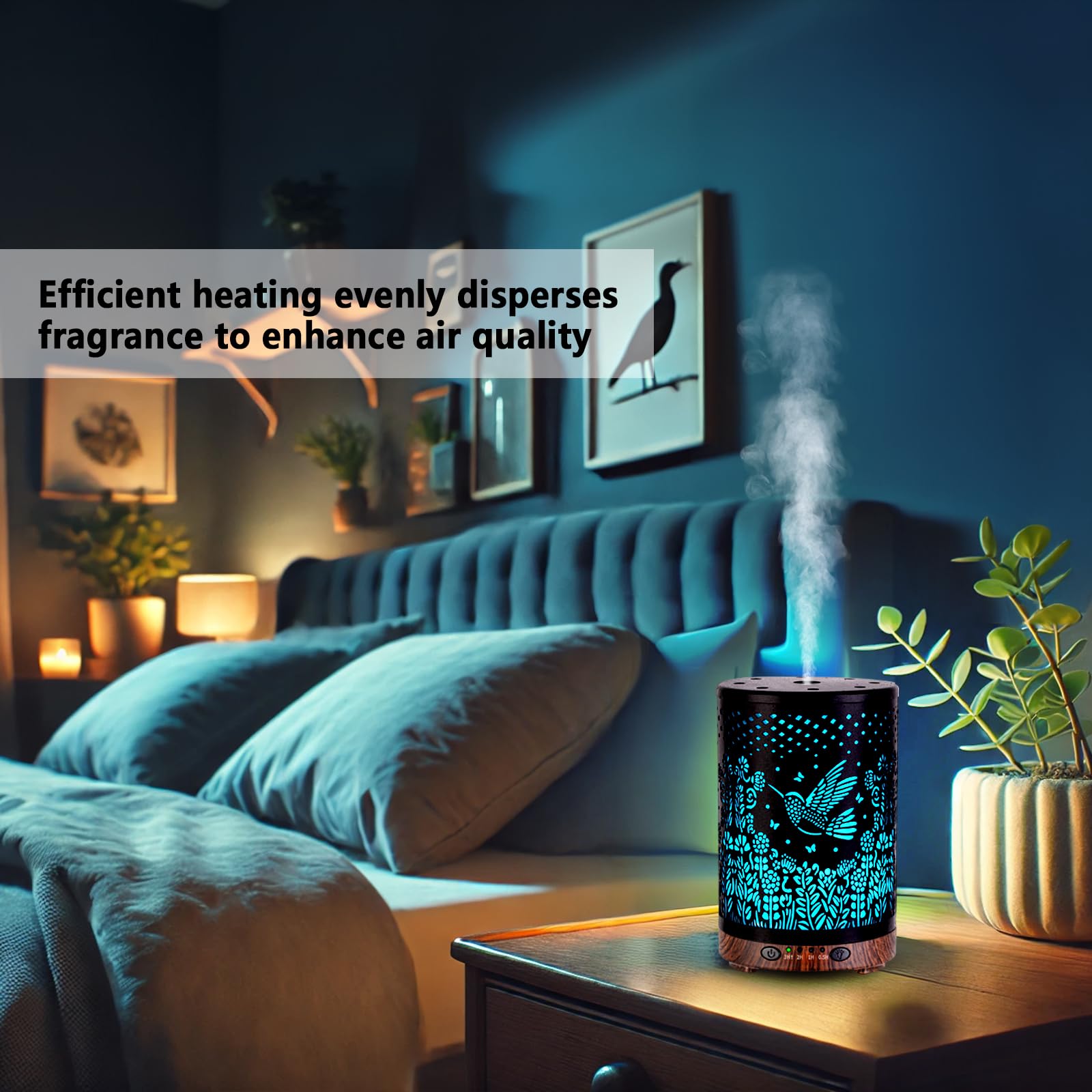 Essential Oil Diffuser 120ML Metal Aromatherapy Diffuser with Timer, Cool Mist Humidifier with Auto Shut-Off & 7 Color Lights for Home Office Spa (Tree)