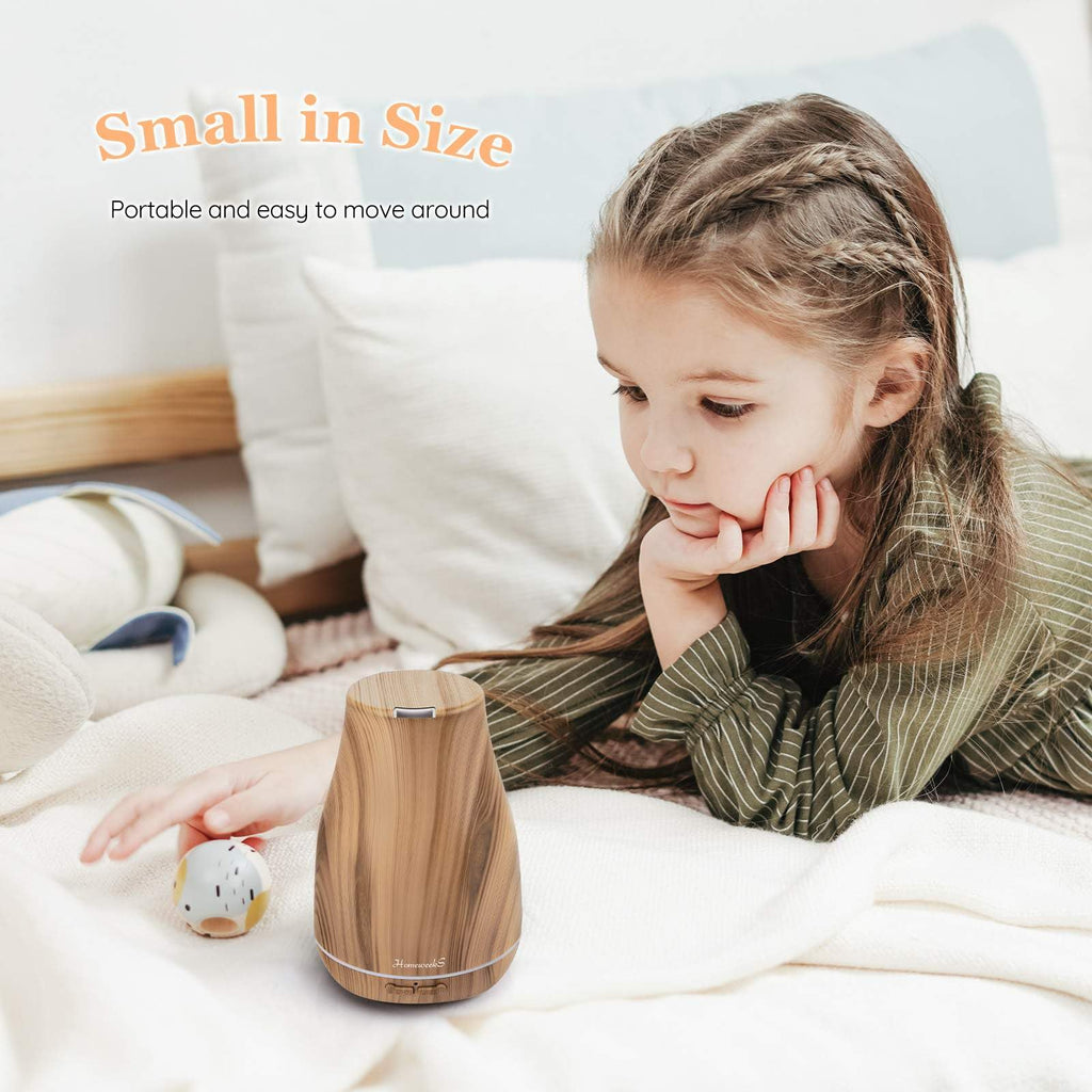 Homeweeks Diffusers, 100ml Colorful Essential Oil Diffuser with Adjustable Mist Mode, Auto Off Aroma for Bedroom/Office/Trip (100 ML 1 Pack)