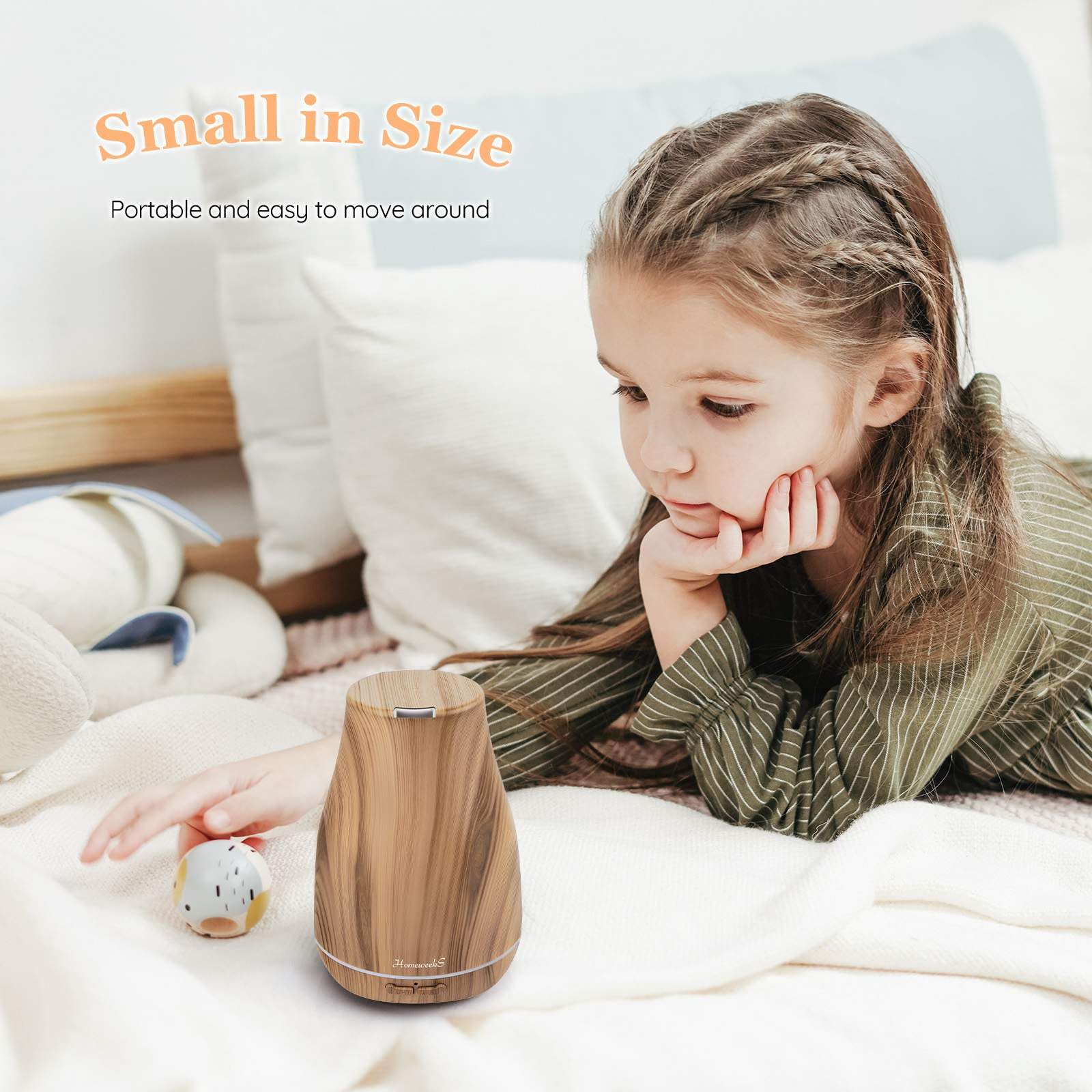 Homeweeks Diffusers, 100ml Colorful Essential Oil Diffuser with Adjustable Mist Mode, Auto Off Aroma for Bedroom/Office/Trip (100 ML 1 Pack)