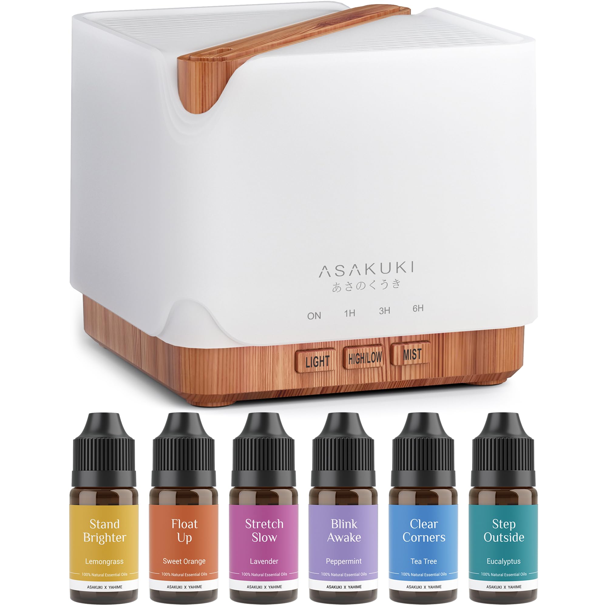 ASAKUKI 700 ml Premium Essential Oil Diffuser, 5 in 1 Ultrasonic Aromatherapy Fragrant Oil Vaporizer Humidifier, Timer and Auto-Off Safety Switch, 7 LED Light Colors, Valentine's Day Gift