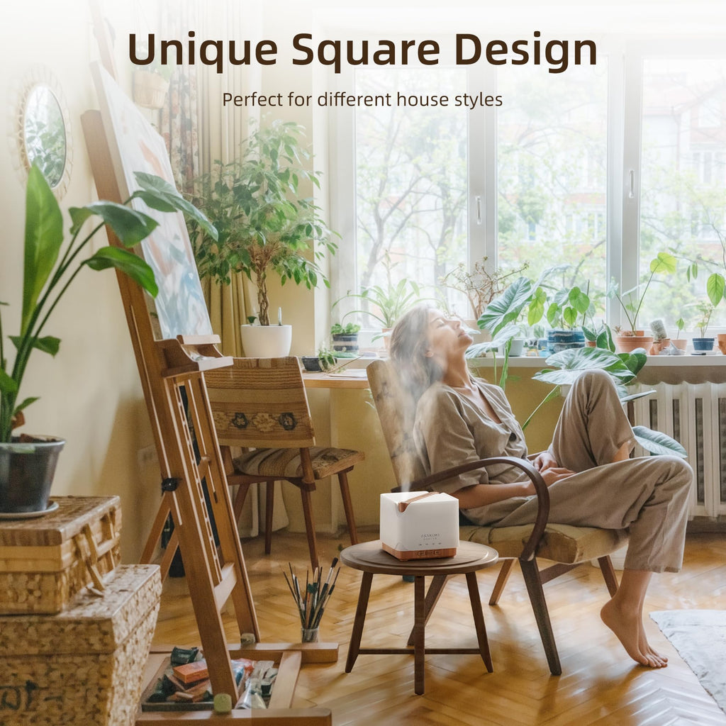 ASAKUKI 700 ml Premium Essential Oil Diffuser, 5 in 1 Ultrasonic Aromatherapy Fragrant Oil Vaporizer Humidifier, Timer and Auto-Off Safety Switch, 7 LED Light Colors, Valentine's Day Gift