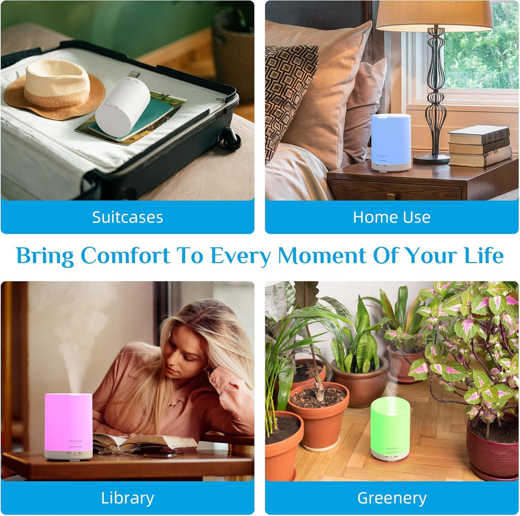 ASAKUKI 300ML Essential Oil Diffuser, Quiet 5-in-1 Premium Humidifier, Valentine's Day Gift, Home Fragrance Aroma Diffuser with 7 LED Color Changing Light and Auto-Off Switch -Light Brown