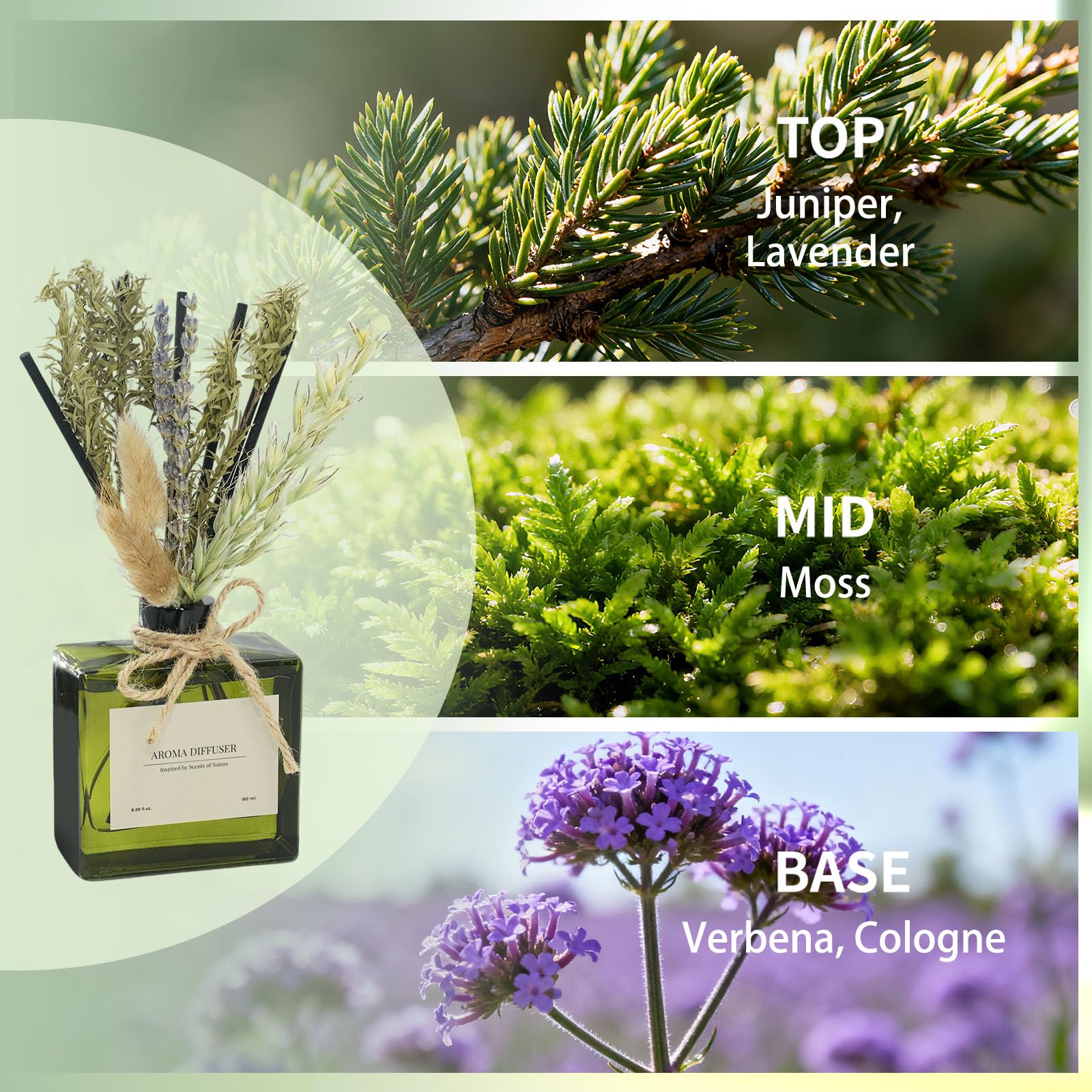 Reed Diffuser, 4 oz Earthy Sandalwood Scent Diffuser with 7 Sticks, Long Lasting Reed diffusers for Home, Elegant Fragrance for Bathroom Bedroom Office Decor, Air Fresh