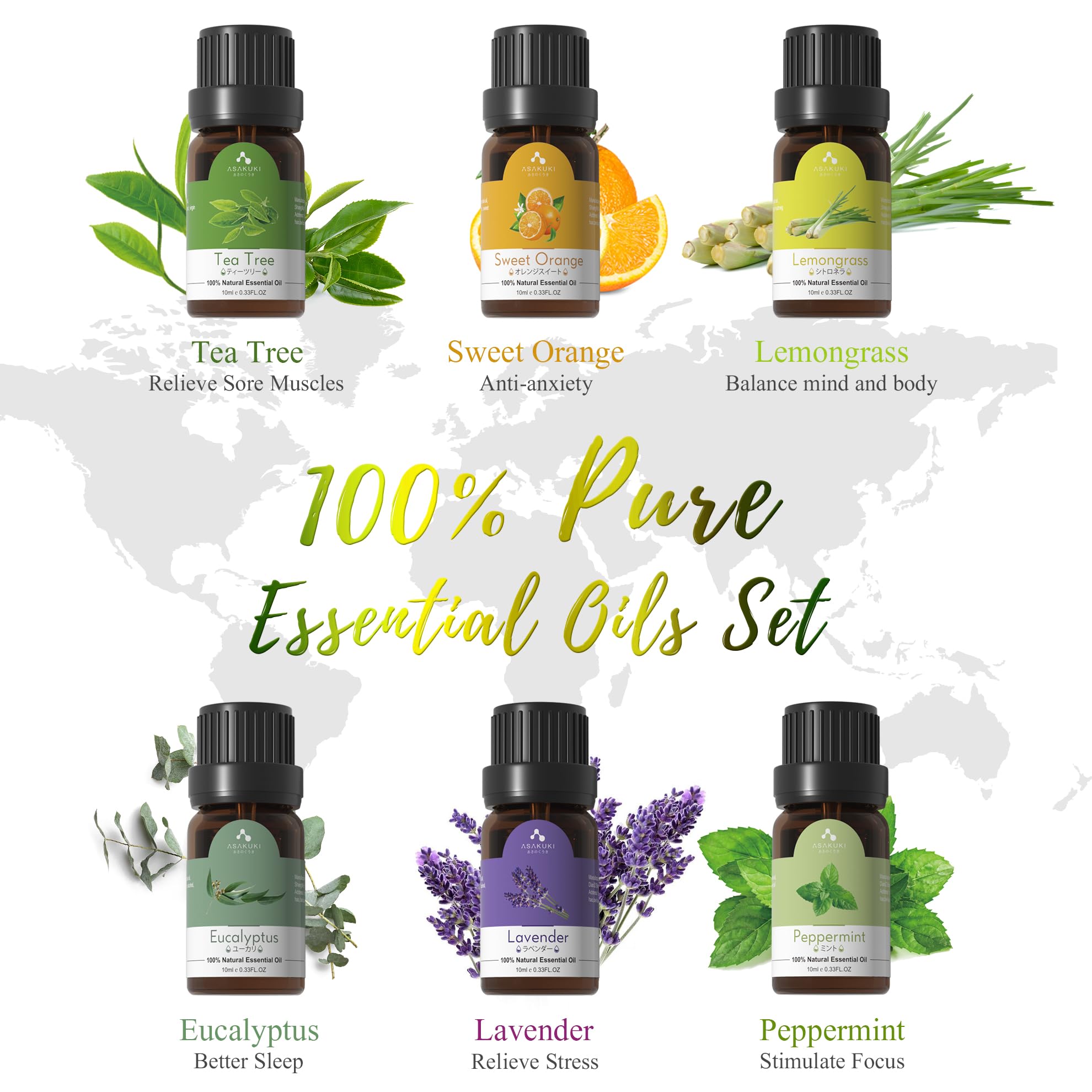 ASAKUKI Essential Oil Diffuser 500ml, Ultrasonic Aromatherapy Humidifier with Remote Control, 7 LED Colors, Timer & Auto-Off, Large Room Diffuser Valentine's Gift (Yellow)