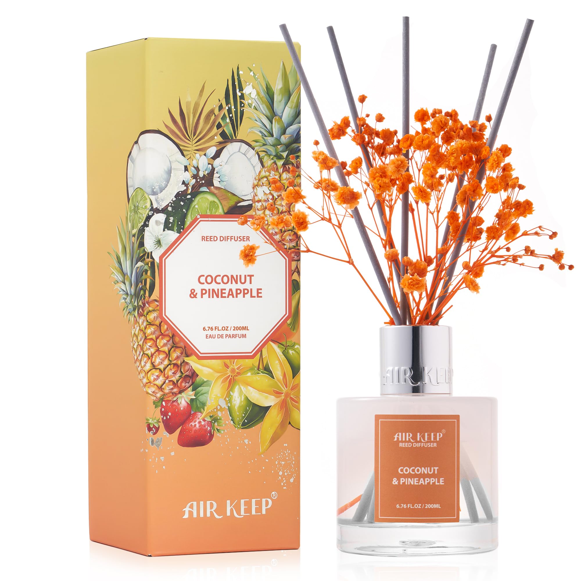 Airkeep Reed Diffuser Set,3.38 fl oz (100 ml) - Clean Linen Oil Diffusers with 8 Reed Sticks,Home Fragrance Reed Diffuser for Bathroom Shelf Decor