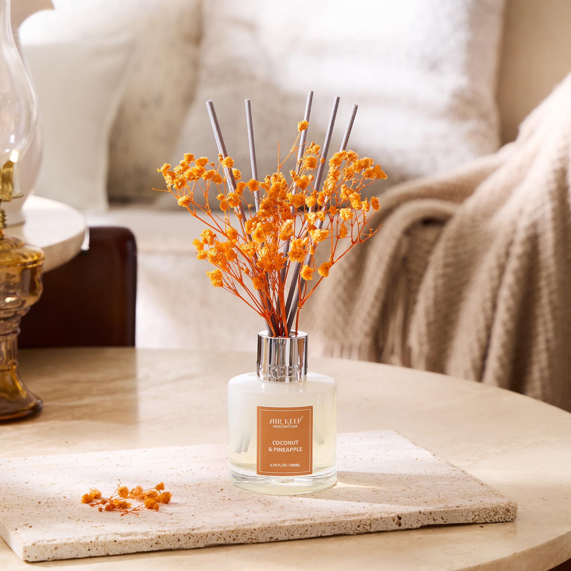 Airkeep Reed Diffuser Set,3.38 fl oz (100 ml) - Clean Linen Oil Diffusers with 8 Reed Sticks,Home Fragrance Reed Diffuser for Bathroom Shelf Decor