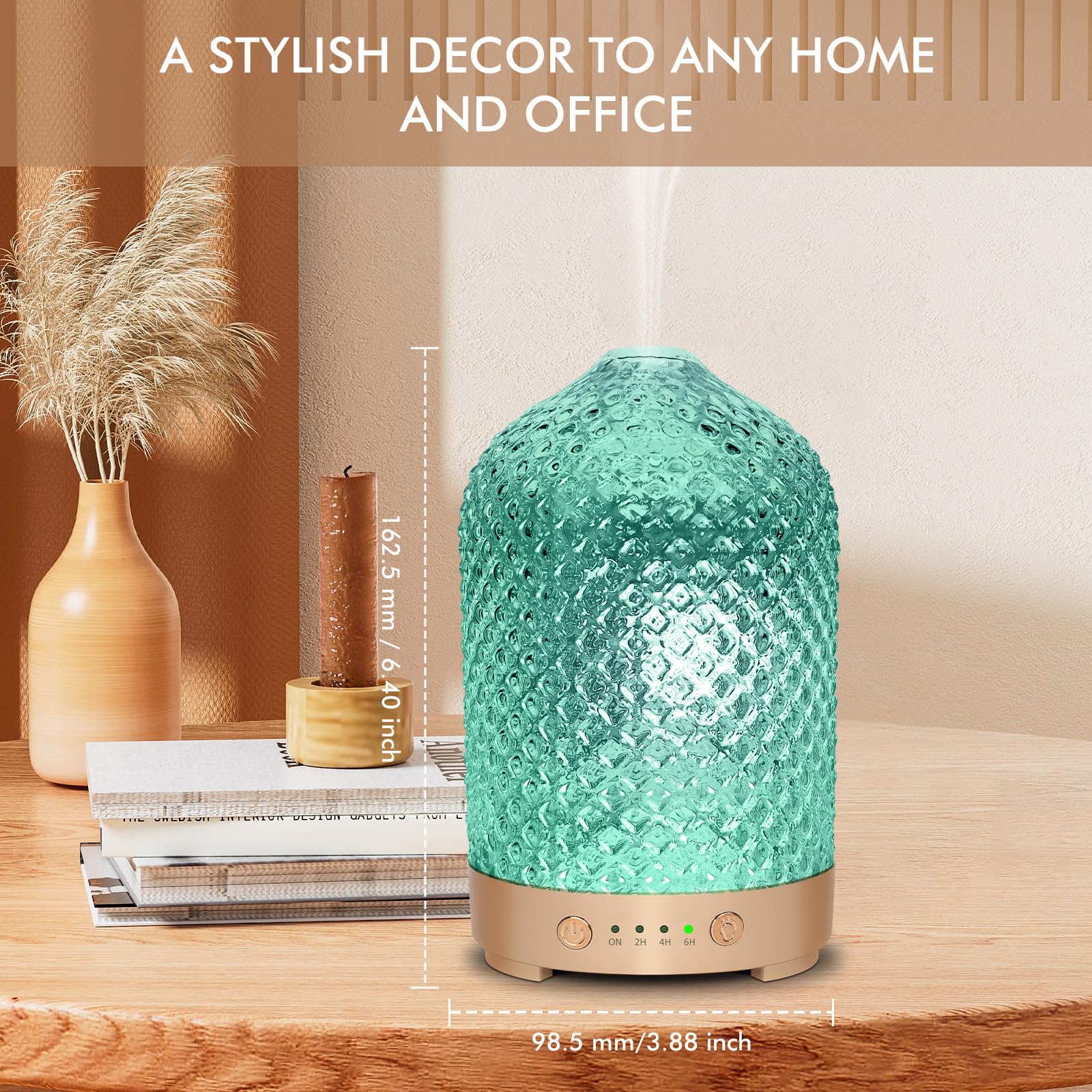 Essential Oil Diffuser 200ml-Ultrasonic Aroma Diffuser with 4 Timers, Aromatherapy Diffuser 7 Color LED Lights with Auto Shut-Off Protection for Home Office Yoga Valentine Gift (Ceramic White)