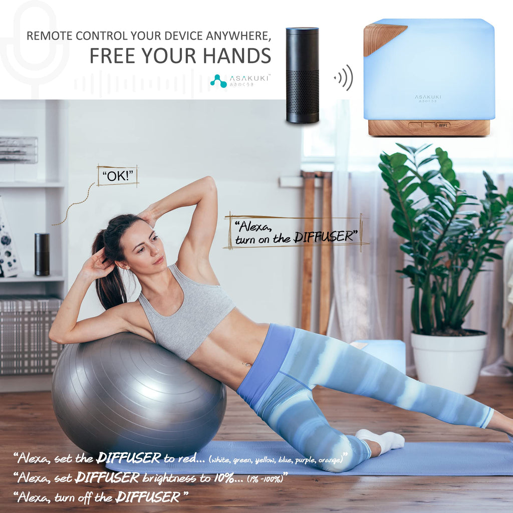 ASAKUKI 700 ml Premium Essential Oil Diffuser, 5 in 1 Ultrasonic Aromatherapy Fragrant Oil Vaporizer Humidifier, Timer and Auto-Off Safety Switch, 7 LED Light Colors, Valentine's Day Gift