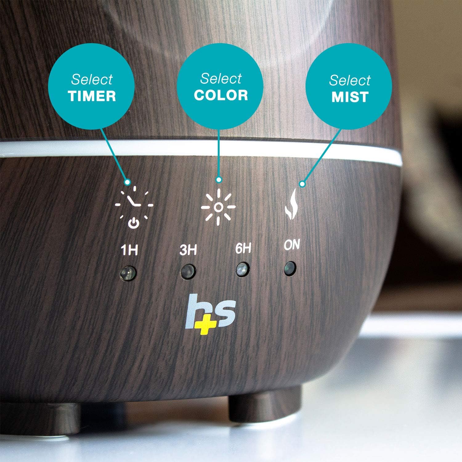 HealthSmart 500ML Essential Oil Diffuser for Large Rooms, Cool Mist Humidifier and Aromatherapy Diffuser, Adjustable Timer, Mist Mode and 7 LED Light Colors, White (Pack of 1)