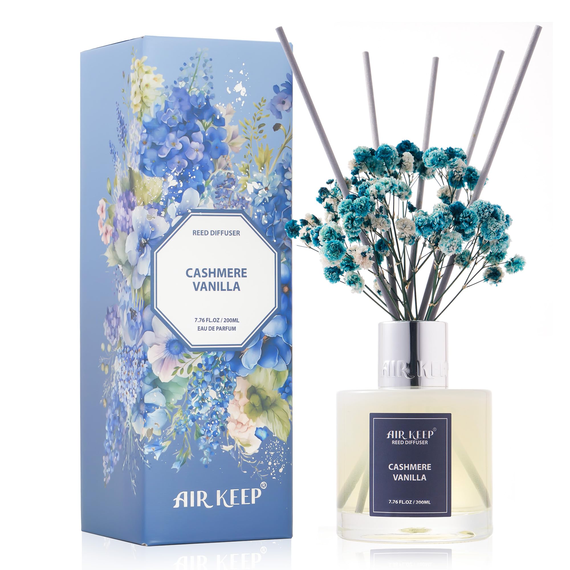 Airkeep Reed Diffuser Set,3.38 fl oz (100 ml) - Clean Linen Oil Diffusers with 8 Reed Sticks,Home Fragrance Reed Diffuser for Bathroom Shelf Decor