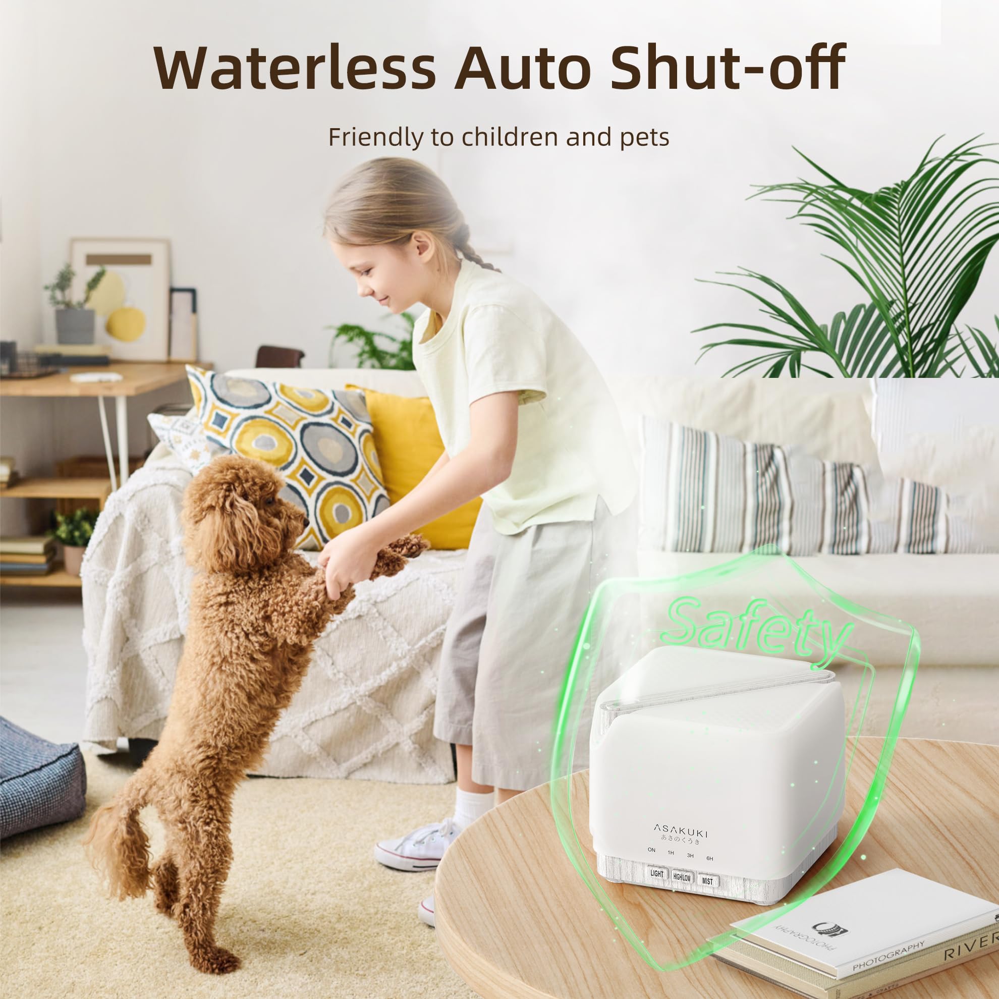 ASAKUKI 700 ml Premium Essential Oil Diffuser, 5 in 1 Ultrasonic Aromatherapy Fragrant Oil Vaporizer Humidifier, Timer and Auto-Off Safety Switch, 7 LED Light Colors, Valentine's Day Gift