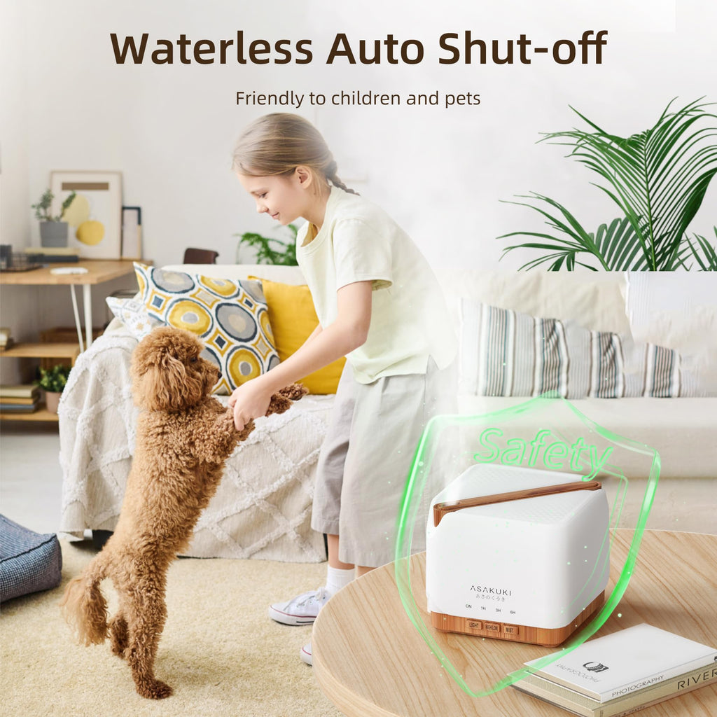 ASAKUKI 700 ml Premium Essential Oil Diffuser, 5 in 1 Ultrasonic Aromatherapy Fragrant Oil Vaporizer Humidifier, Timer and Auto-Off Safety Switch, 7 LED Light Colors, Valentine's Day Gift