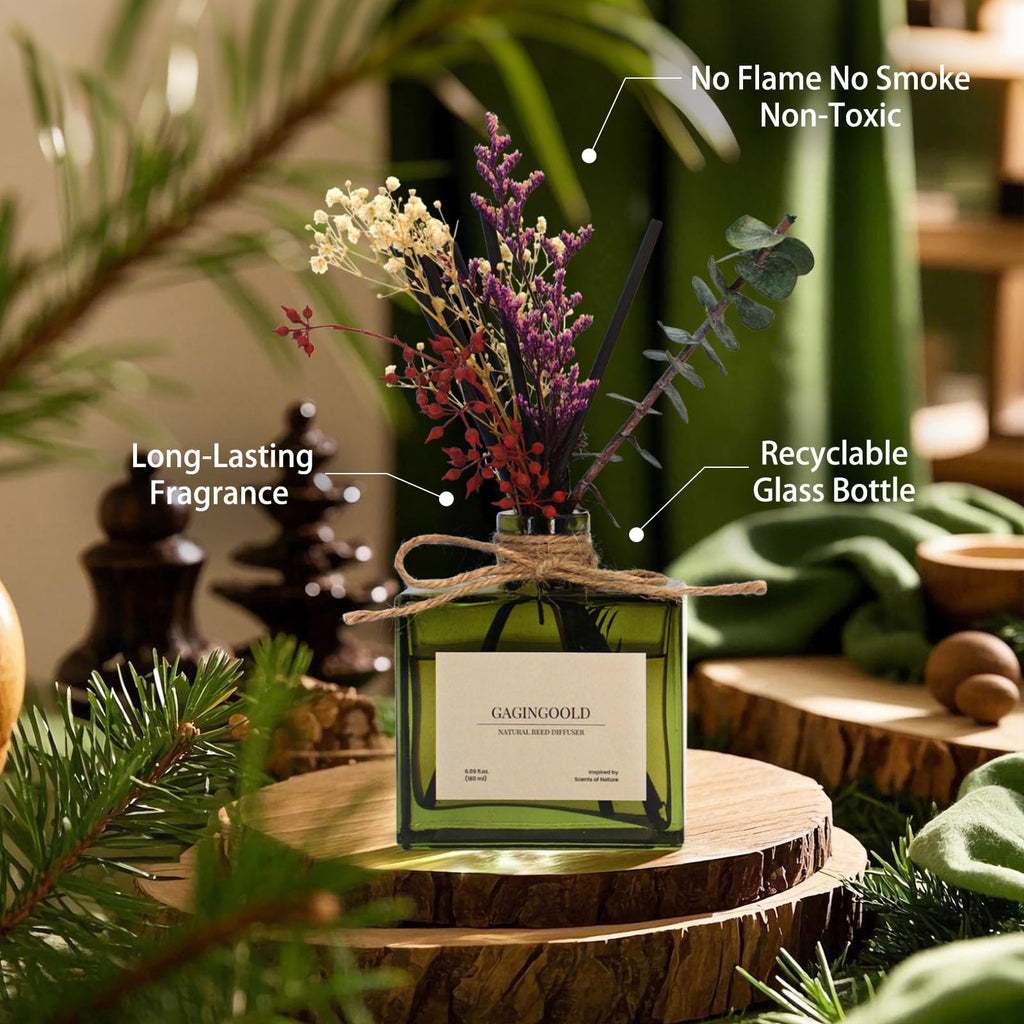 Reed Diffuser, 4 oz Earthy Sandalwood Scent Diffuser with 7 Sticks, Long Lasting Reed diffusers for Home, Elegant Fragrance for Bathroom Bedroom Office Decor, Air Fresh