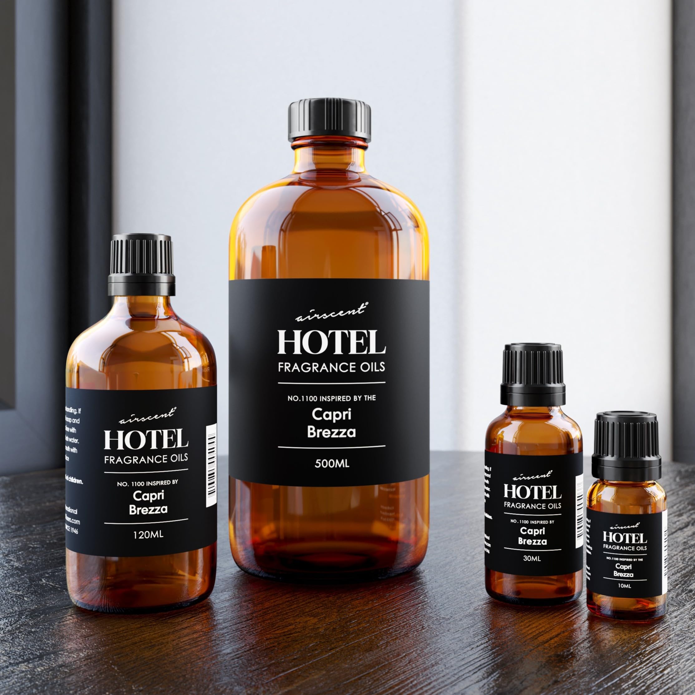 AirScent Capri Brezza Diffuser Oil No. 1100 - Volcano-Inspired Premium Fragrance Oil for Ultrasonic and Waterless Diffusers and Crafting - 120 mL, 4 fl oz Glass Bottle with Dropper