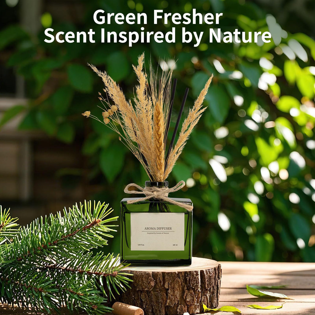 Reed Diffuser, 4 oz Earthy Sandalwood Scent Diffuser with 7 Sticks, Long Lasting Reed diffusers for Home, Elegant Fragrance for Bathroom Bedroom Office Decor, Air Fresh