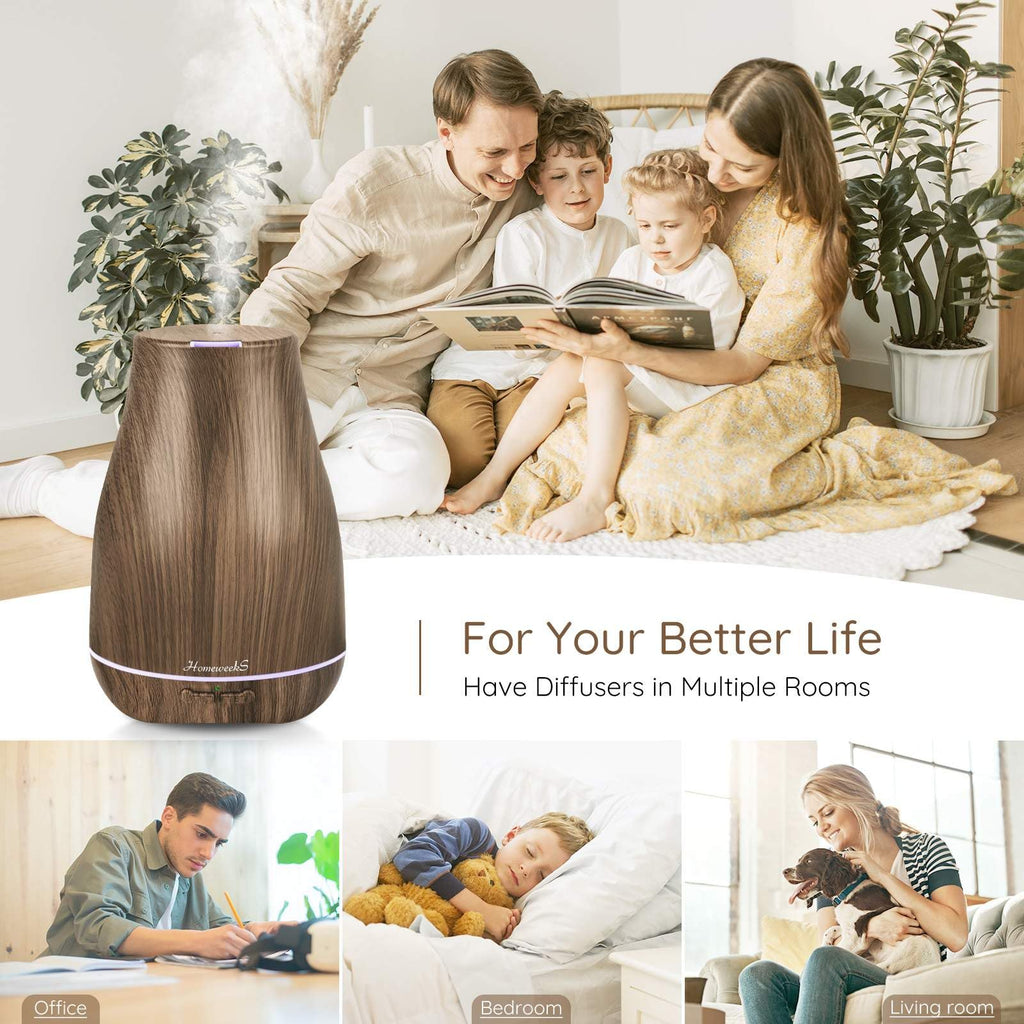 Homeweeks Diffusers, 100ml Colorful Essential Oil Diffuser with Adjustable Mist Mode, Auto Off Aroma for Bedroom/Office/Trip (100 ML 1 Pack)