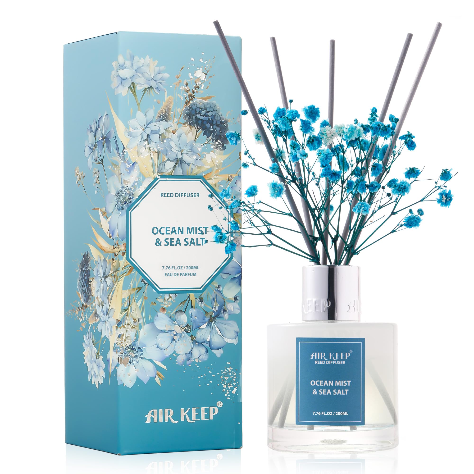Airkeep Reed Diffuser Set,3.38 fl oz (100 ml) - Clean Linen Oil Diffusers with 8 Reed Sticks,Home Fragrance Reed Diffuser for Bathroom Shelf Decor