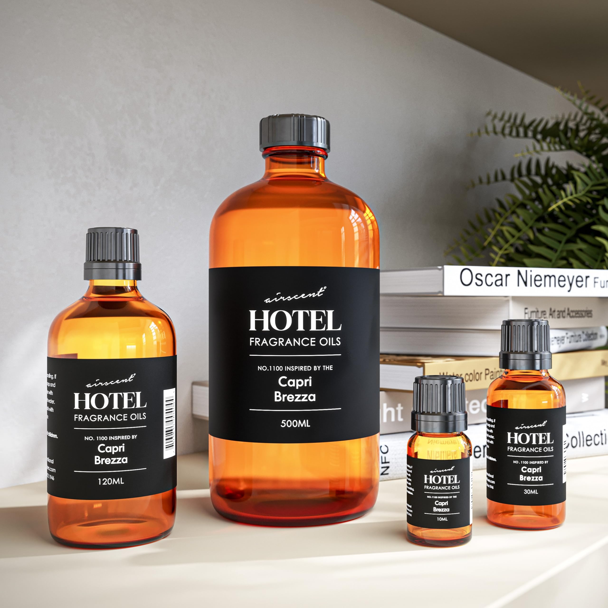 AirScent Capri Brezza Diffuser Oil No. 1100 - Volcano-Inspired Premium Fragrance Oil for Ultrasonic and Waterless Diffusers and Crafting - 120 mL, 4 fl oz Glass Bottle with Dropper