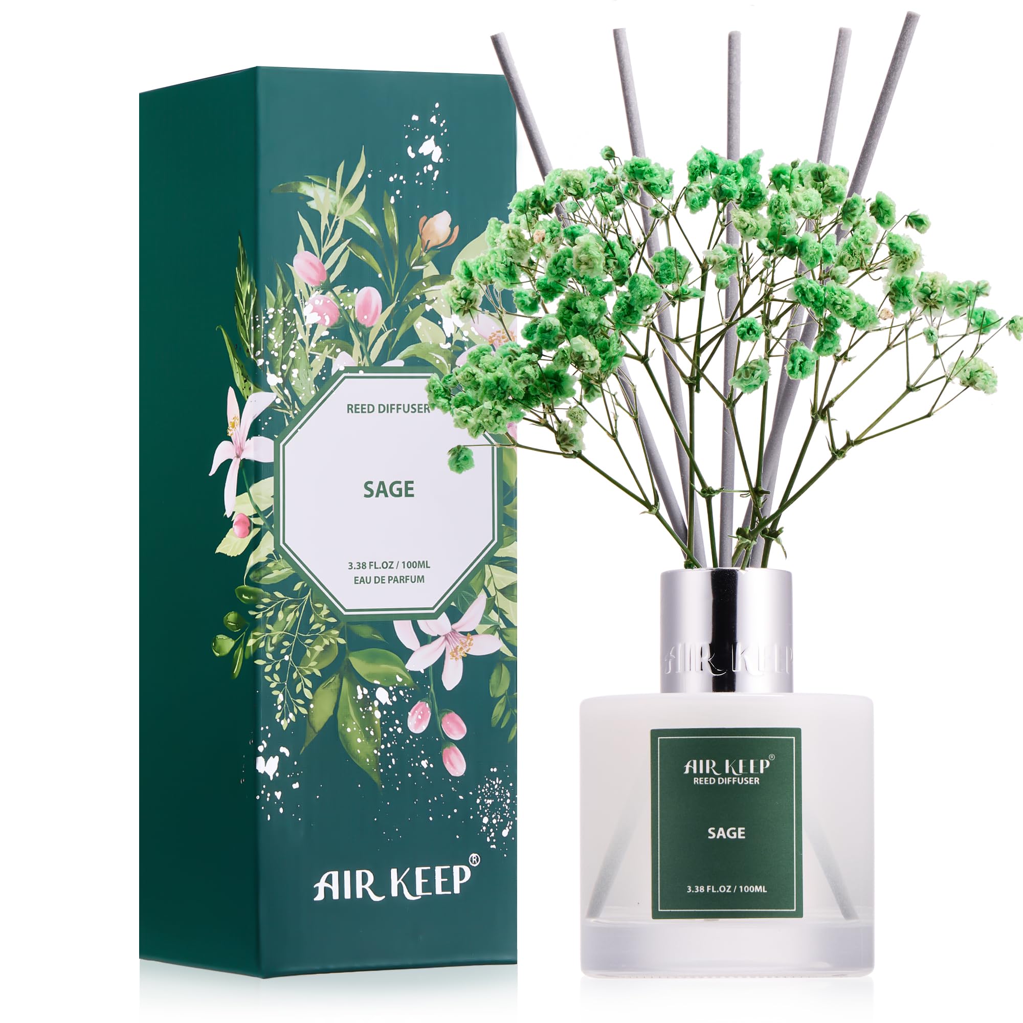 Airkeep Reed Diffuser Set,3.38 fl oz (100 ml) - Clean Linen Oil Diffusers with 8 Reed Sticks,Home Fragrance Reed Diffuser for Bathroom Shelf Decor