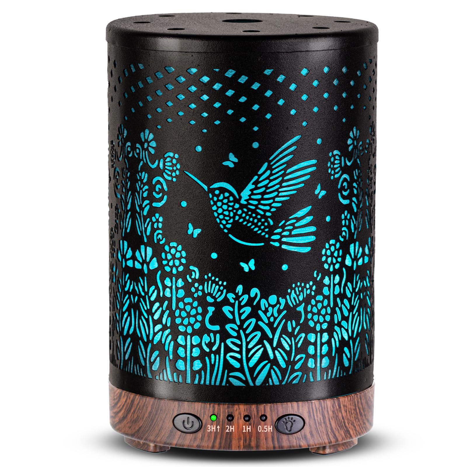 Essential Oil Diffuser 120ML Metal Aromatherapy Diffuser with Timer, Cool Mist Humidifier with Auto Shut-Off & 7 Color Lights for Home Office Spa (Tree)