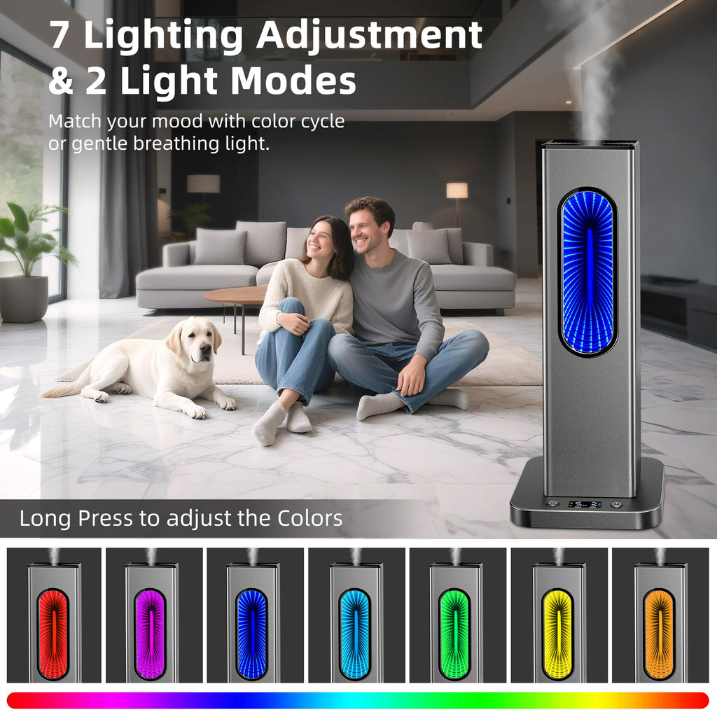 Waterless Essential Oil Diffuser, Rechargeable App Remote Control Scent Diffuser with LCD Screen, 1000 Sq Ft Coverage 3 Mist Levels Oil Diffuser with 7 LED Lights Timer for Hotel Home Office