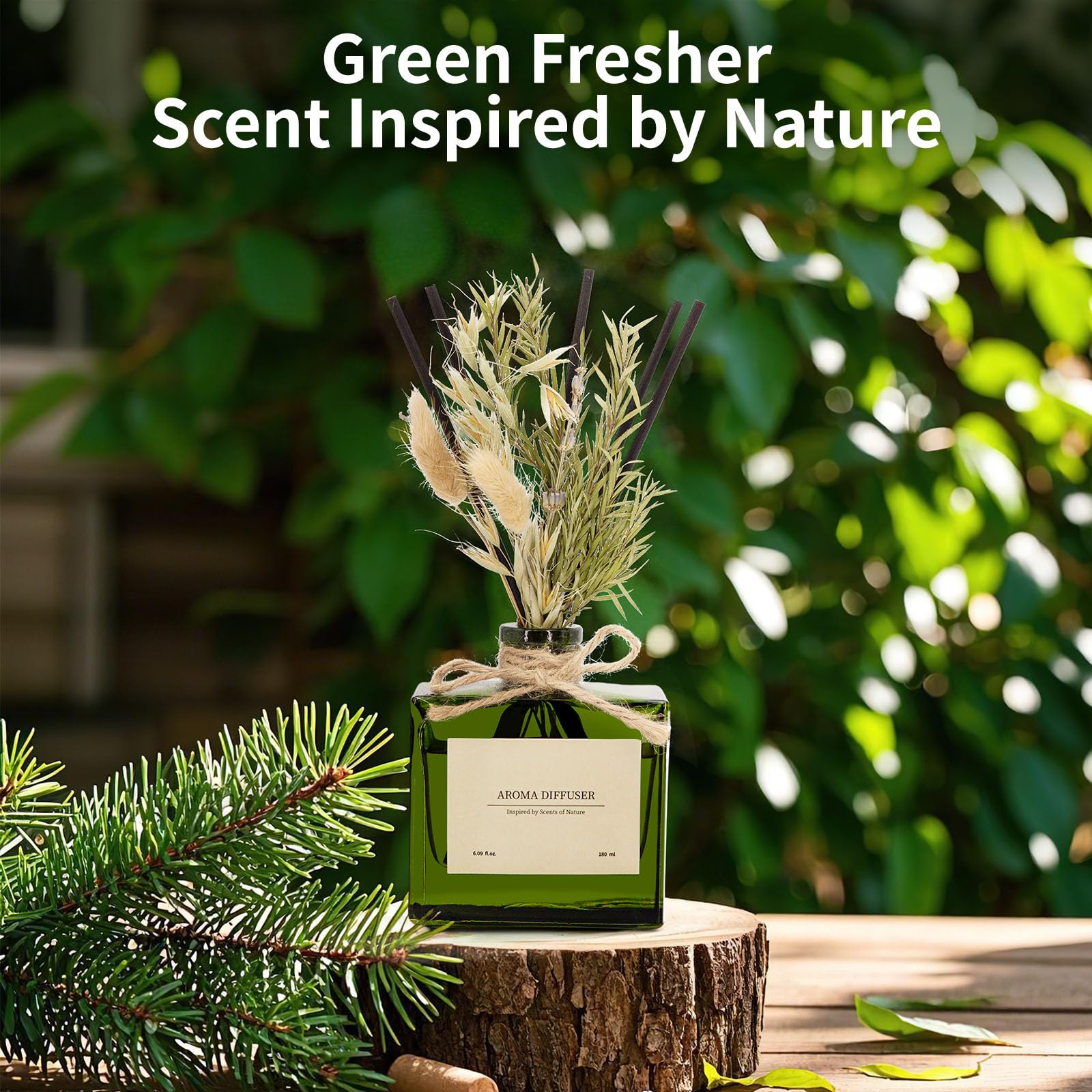 Reed Diffuser, 4 oz Earthy Sandalwood Scent Diffuser with 7 Sticks, Long Lasting Reed diffusers for Home, Elegant Fragrance for Bathroom Bedroom Office Decor, Air Fresh