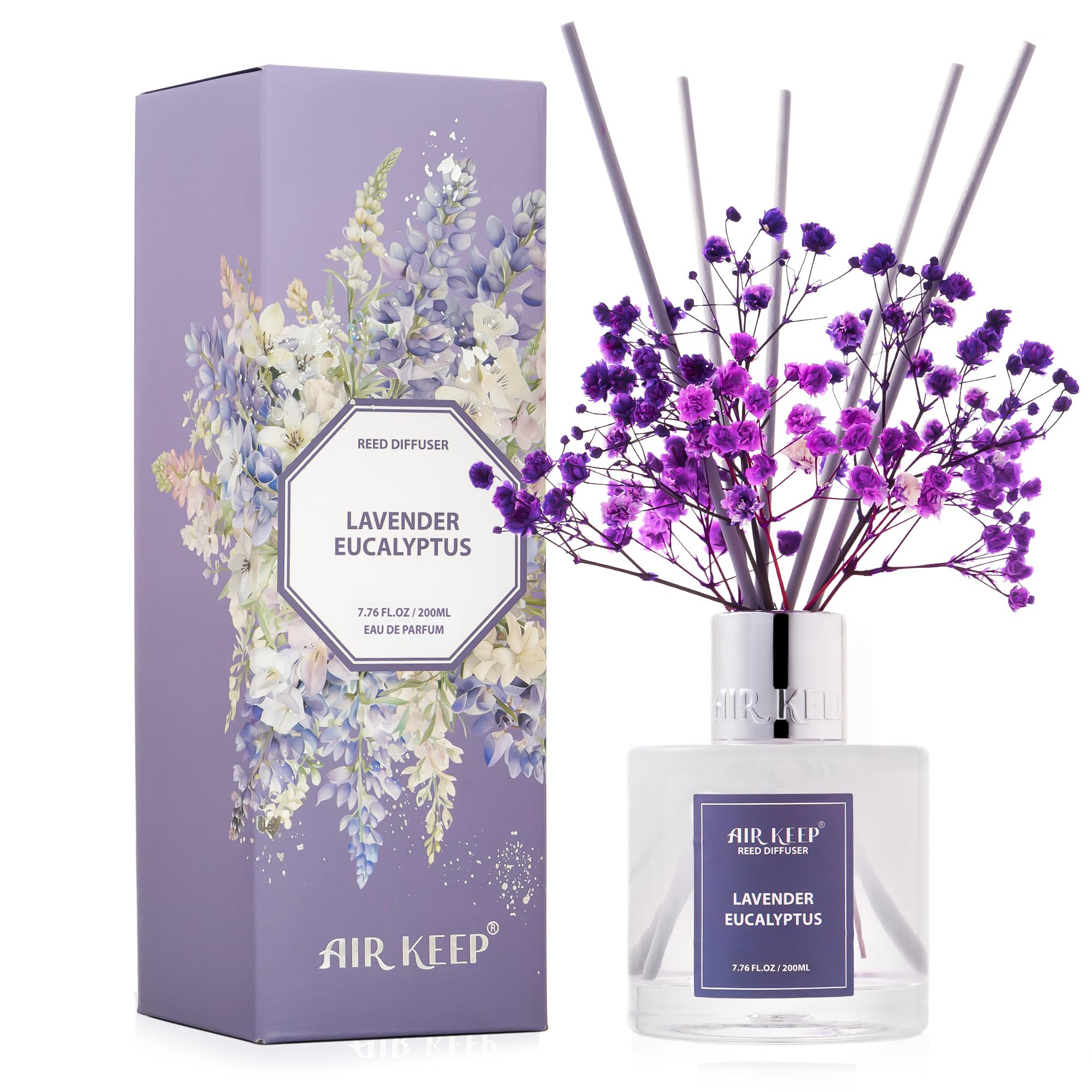 Airkeep Reed Diffuser Set,3.38 fl oz (100 ml) - Clean Linen Oil Diffusers with 8 Reed Sticks,Home Fragrance Reed Diffuser for Bathroom Shelf Decor