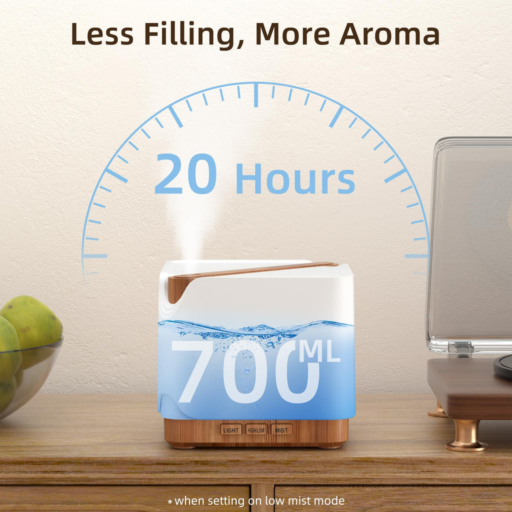 ASAKUKI 700 ml Premium Essential Oil Diffuser, 5 in 1 Ultrasonic Aromatherapy Fragrant Oil Vaporizer Humidifier, Timer and Auto-Off Safety Switch, 7 LED Light Colors, Valentine's Day Gift