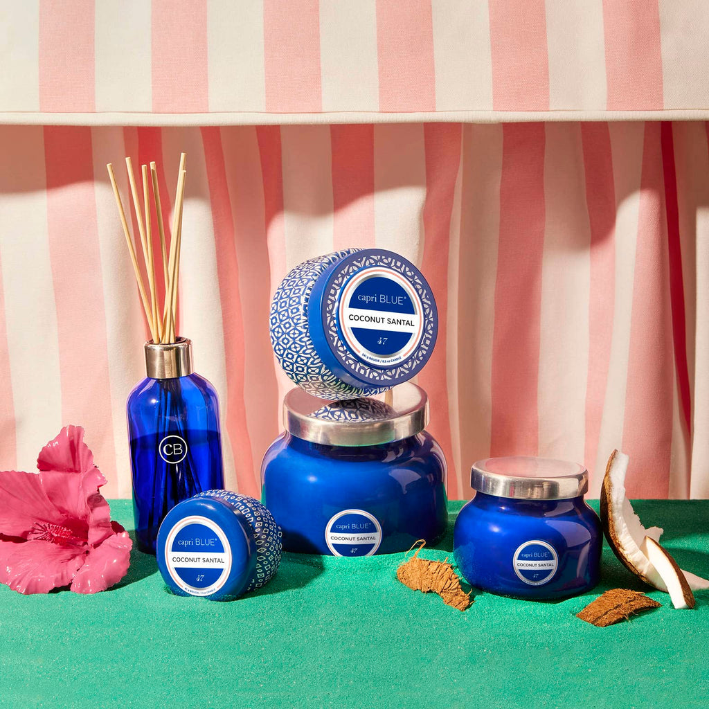 Capri Blue Volcano Reed Diffuser Set - Includes Reed Diffuser Sticks, Fragrance Oil, and Glass Bottle - Luxury Scented Room Fresheners - Cobalt Blue (8 fl oz)